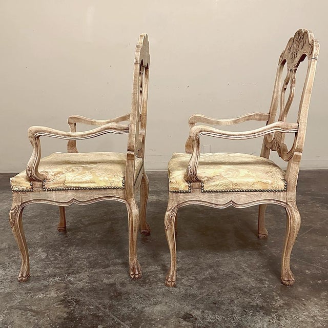 Wood Antique Liegoise Louis XIV Armchairs in Stripped Oak For Sale - Image 7 of 16