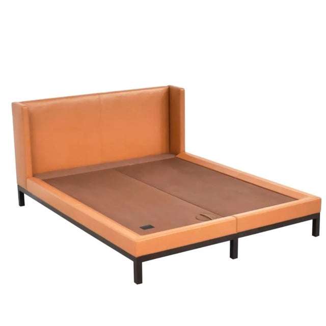 Christian Liaigre Saddle Leather Omen Bed, Queen/Double, France, c. 1994. Rare piece. No longer in production. Available...