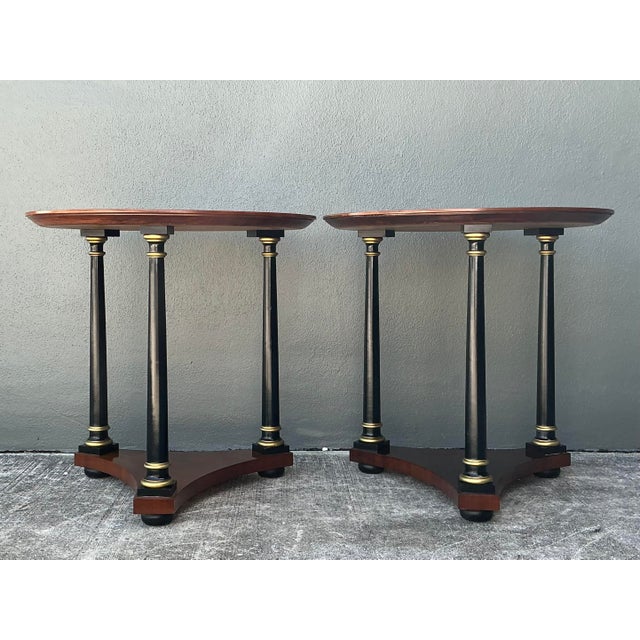 Neoclassical Vintage Regency Gilt Tipped Side Tables - A Pair For Sale - Image 3 of 12