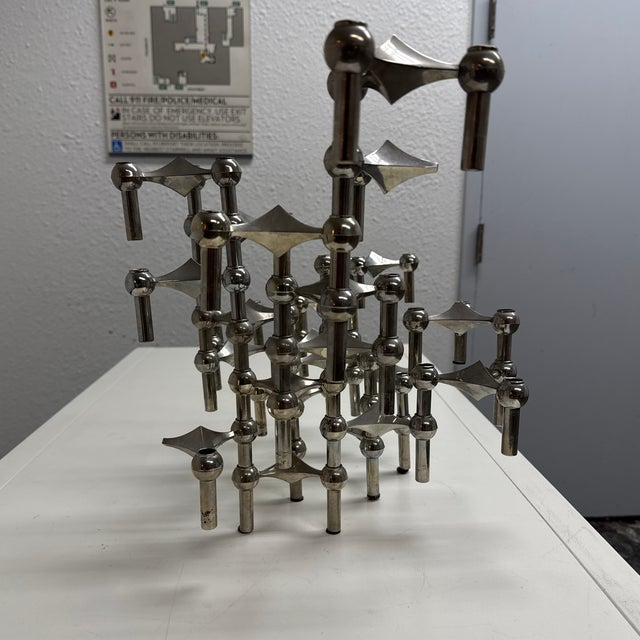 Werner Stoff & Hans Nagel for Stoff Chrome-Plated Modular Stacking Candleholders, Set of Twenty One For Sale In San Francisco - Image 6 of 12