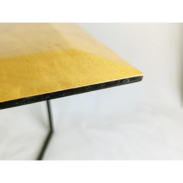 Wooden Table with Geometric Inlays and Metal Base by Offredi for Saporiti, 1980s For Sale - Image 6 of 14