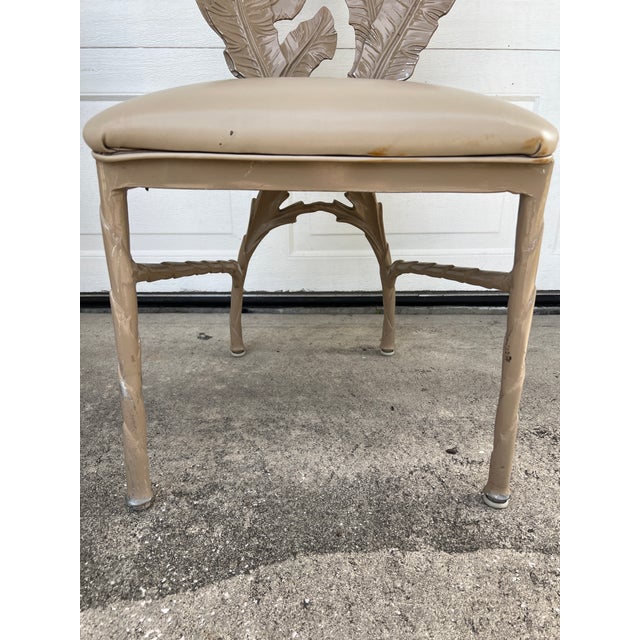 Vintage Hollywood Regency Era Banana Leaf Cast Aluminum Chairs 3 Pieces For Sale - Image 16 of 17