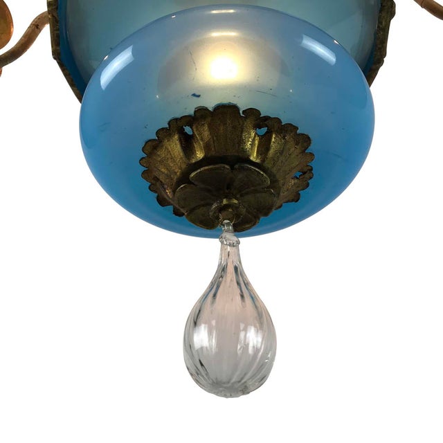 Wood Turquoise and Gilt Chandelier from Lucca, 19th Century For Sale - Image 7 of 11