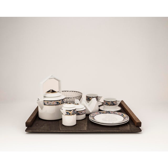 Art Deco Cantana Najade Tête-À-Tête for Two on Wooden Tray from Fürstenberg & Alessi, 1980s For Sale - Image 10 of 17