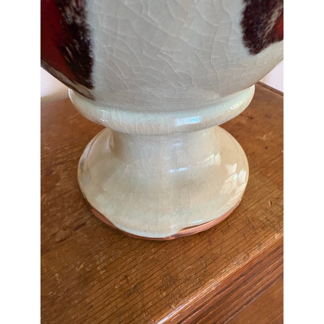 Red Vintage Red & Cream Studio Pottery Double Handled Vessel For Sale - Image 8 of 11