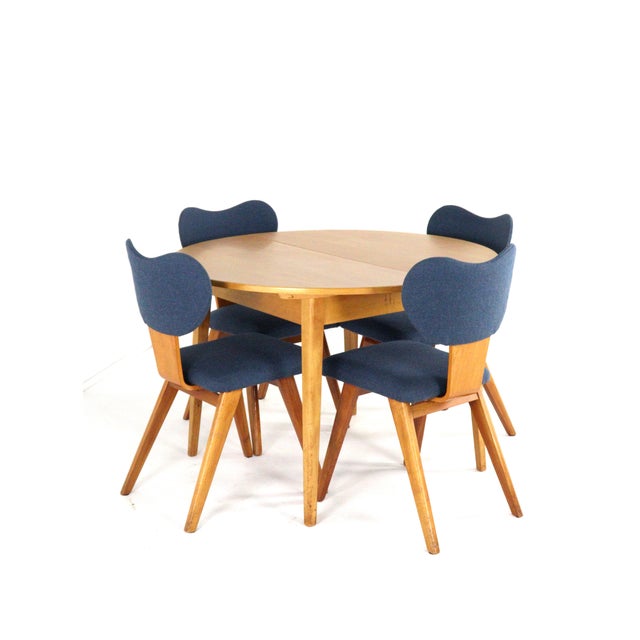 Round Dining Table and Chairs in Beech Heart, 1950s, Set of 5 For Sale - Image 14 of 18