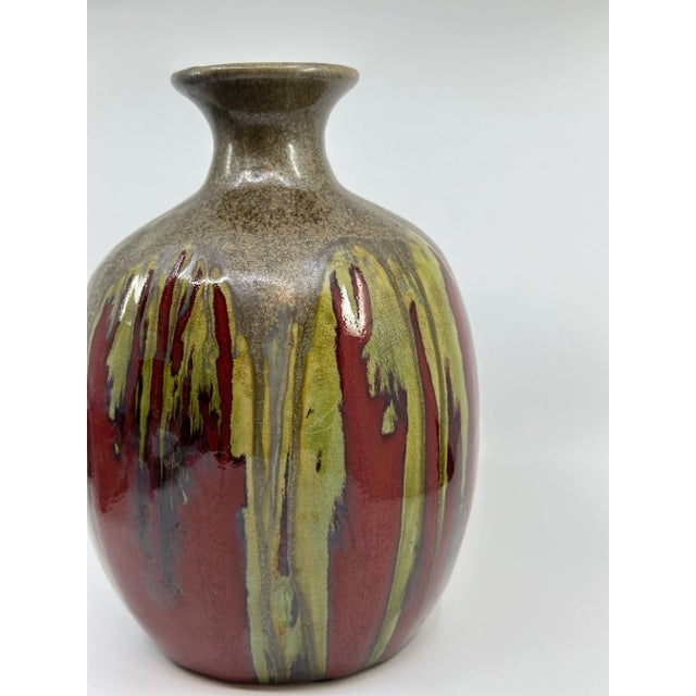 Ceramic Mid Century Glasser Pottery on Deep Red Glaze Vase For Sale - Image 7 of 9