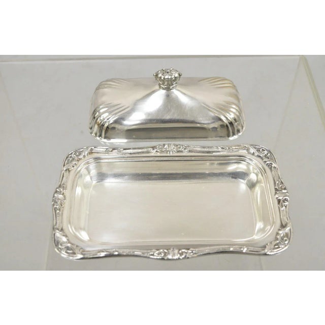 Mid 20th Century Vintage Coronet Silver Victorian Silver Plated Covered Butter Dish Crown Handle For Sale - Image 9 of 11