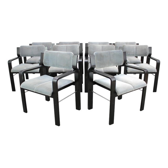 Vintage Armchair by Ludvik Volak for Dřevopodnik Holešov, Czechoslovakia, 1989, Set of 10 For Sale