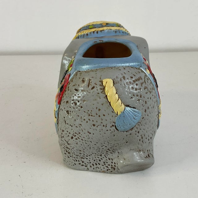 1970s 1978 Vintage Americana Folk Art Elephant Planter, Signed Tammy Fisher. For Sale - Image 5 of 8