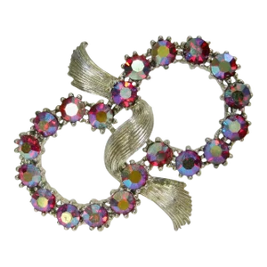 1950s Double Aurora Borealis Bow Style Brooch