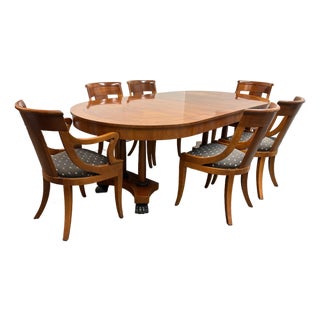 Baker Furniture Palladian Extension Dining Table + Chairs, Vintage For Sale