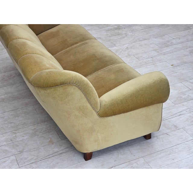 Danish Light Green Velour Three-Seater Sofa, 1960s For Sale - Image 12 of 18