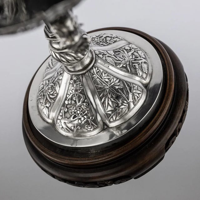 Antique Chinese Solid Silver Dragon Epergne from Hung Chong & Co, 1890s For Sale - Image 4 of 13