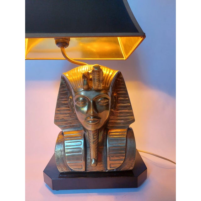 Hollywood Regency Pharaoh Brass Table Lamp For Sale - Image 10 of 18
