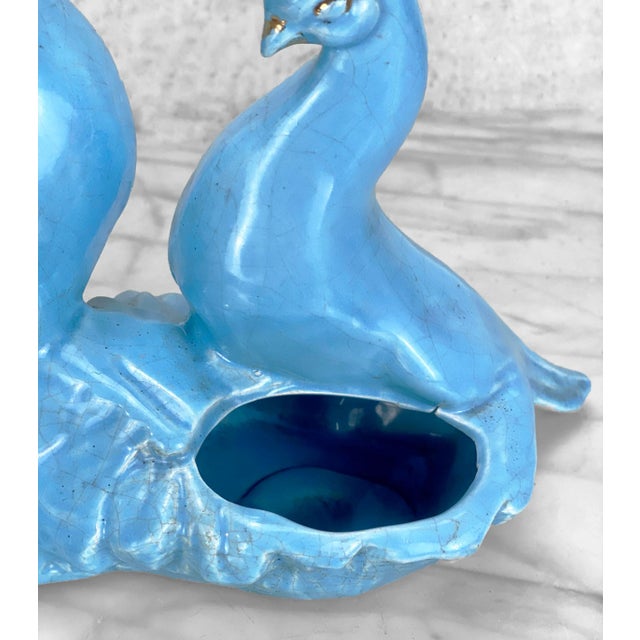 Blue Mid-Century Art Deco California Pottery Blue Dove Bird Indoor Planter For Sale - Image 8 of 11