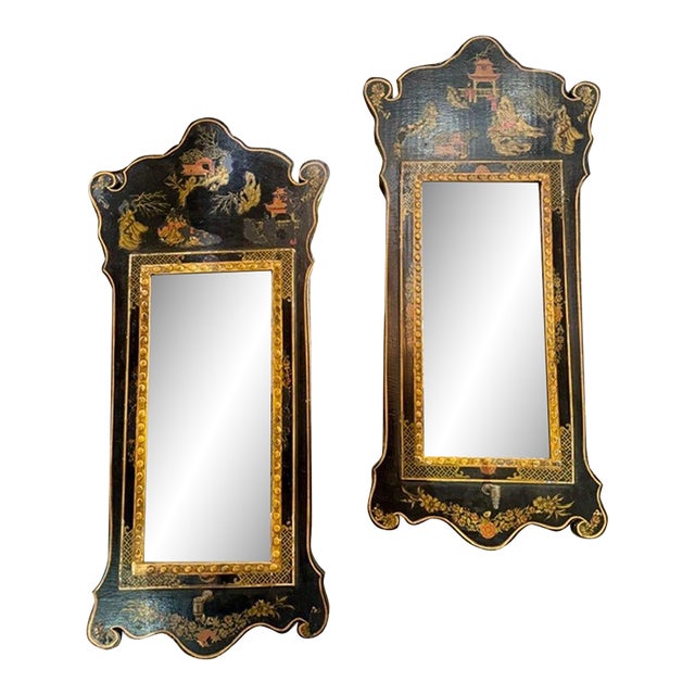 Pair of Vintage English Chinoiserie Mirrors For Sale