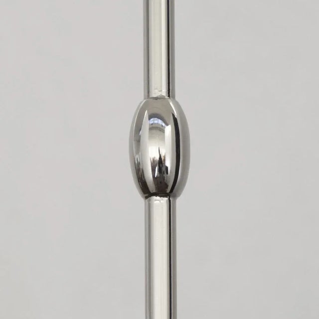 Vintage Chrome Floor Lamp with Handmade Purple Floral Decorated Shade, Italy For Sale - Image 12 of 13