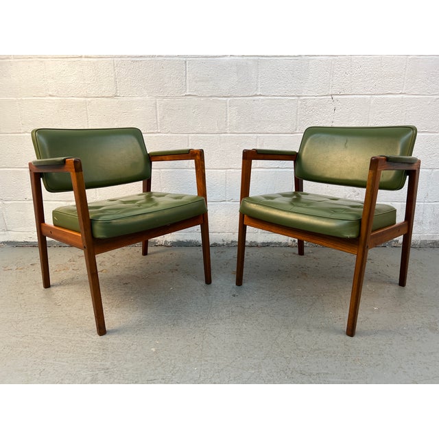 A stylish and highly collectible pair of Svegards Markaryd Scandinavian arm chairs, embodying the clean lines, organic...
