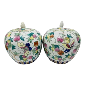 Vintage Chinoiserie Ginger Jars, a Pair