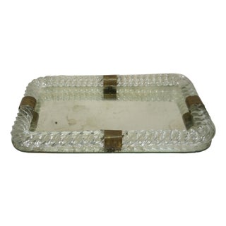 Mid Century Italian Murano Twisted Rope Glass Mirrored Vanity Tray 16" For Sale