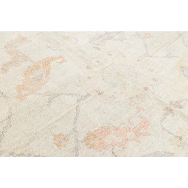 Ethereal Modern Oushak Style Handmade Wool Area Rug Pastels & Earth Tones 14x19 For Sale - Image 11 of 11
