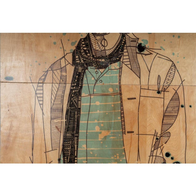 Modern Huge Modern Jason Thielke Mixed Media Portrait Painting For Sale - Image 3 of 10