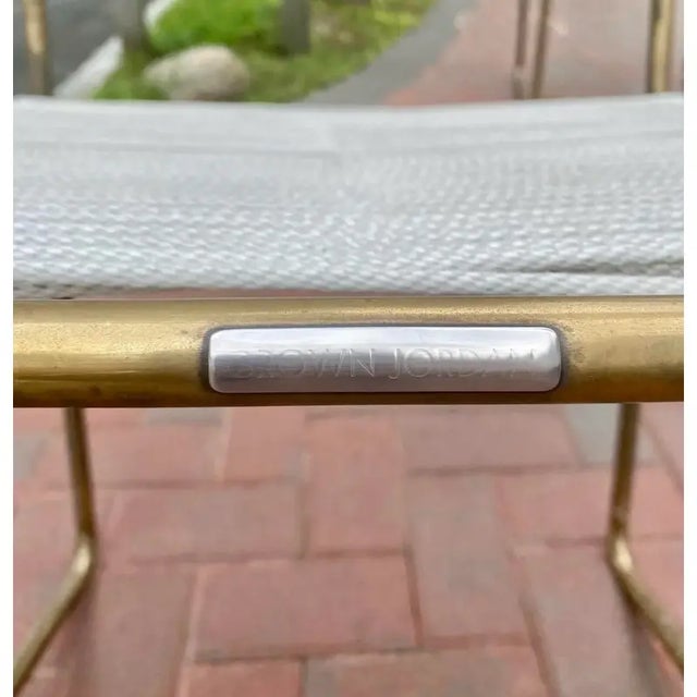 Mid-Century Modern Walter Lamb for Brown Jordan Round Brass Table & 4 Chairs For Sale - Image 3 of 6