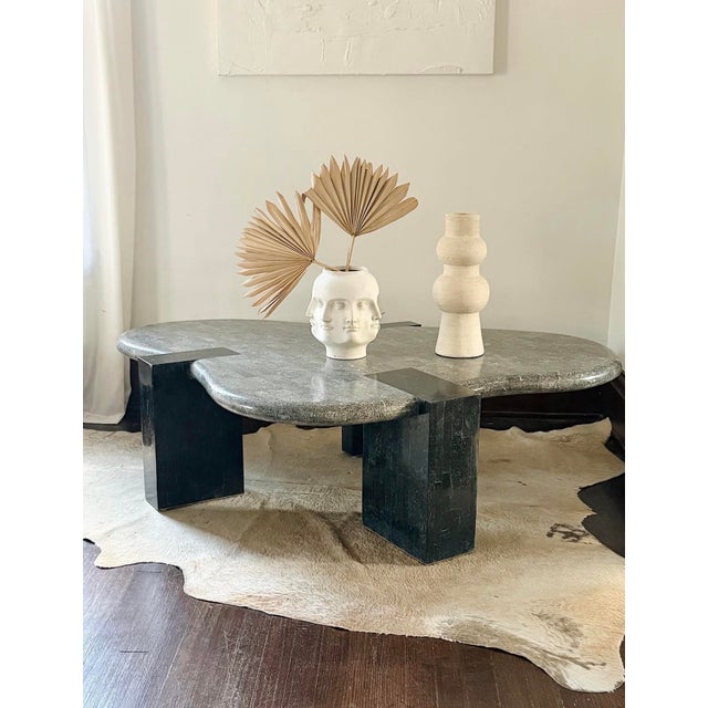 Late 20th Century Postmodern Maitland Smith Tessellated Stone Biomorphic Coffee Table For Sale - Image 6 of 6