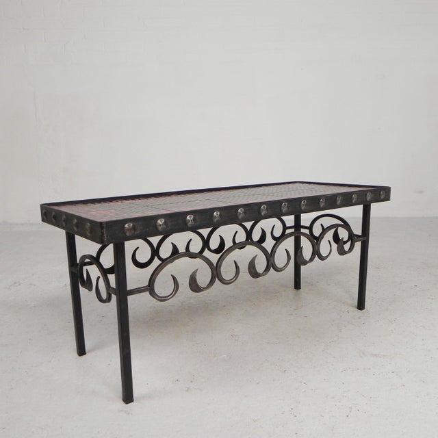 Mid-Century Brutalist Tile Table with 10 Tiles and Steel Frame, 1960s For Sale - Image 6 of 18