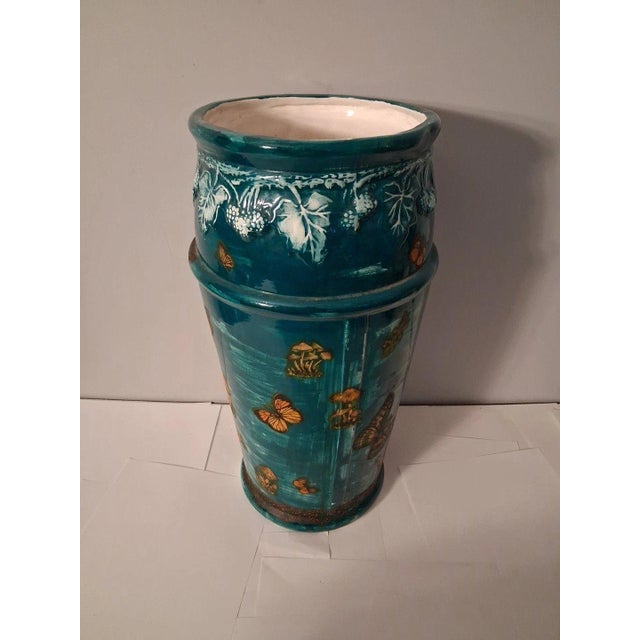 Vintage 1970 Ceramic 19 Inch Flower Pot Vase Umbrella Holder For Sale - Image 10 of 10