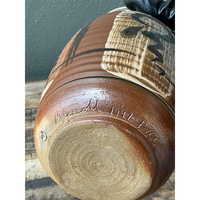 Ceramic Vintage Handcrafted Ceramic Vase With Abstract Motif For Sale - Image 7 of 12
