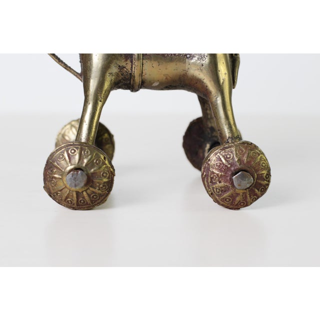 Antique Indian Brass Temple Horse on Wheels With Rider For Sale - Image 11 of 15