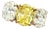2.21 Ct Gia Certified Three-Stone Oval Yellow & White Diamond Ring Size 6.5 For Sale