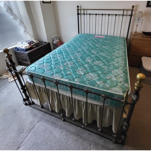 Antique French 1890’s Cast Iron and Brass Full Size Bed Frame For Sale In Philadelphia - Image 6 of 14