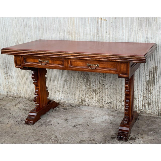 Early 20th Century Spanish Colonial Desk or Console Table with Two Drawers Signed by Valentí For Sale - Image 17 of 18