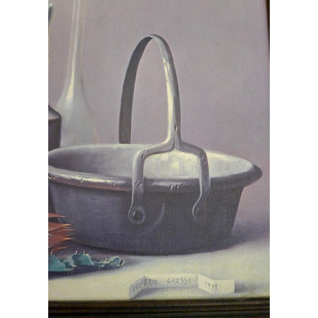 Large reproduction (print on canvas) of an oil painting by the Italian artist Proferio Grossi (1923-2000); Natura Morta...