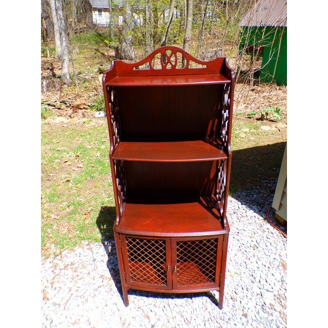 Vintage Mahogany Chippendale Style Bookcase Bookshelf Etagere Display Shelves For Sale - Image 14 of 17