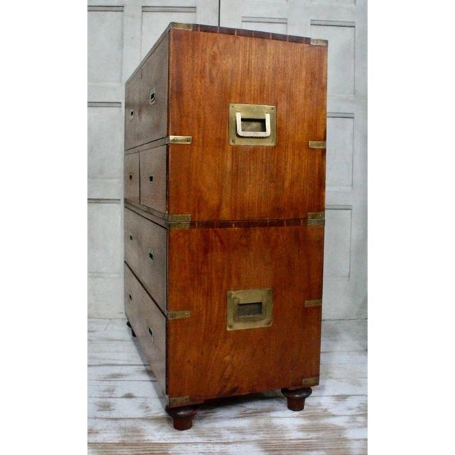 Vintage Teak Military Campaign Secretaire, 1940 For Sale - Image 9 of 11