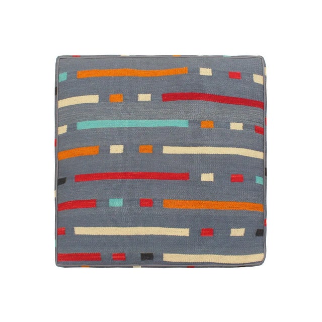 1990s 1990s Vintage Boho Chic Justa Hand-Woven Kilim Ottoman For Sale - Image 5 of 7