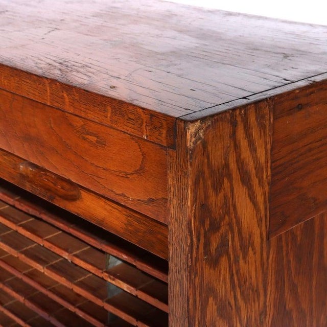 Arts & Crafts Antique Oak Roll Front Cabinet C1920 For Sale - Image 3 of 11