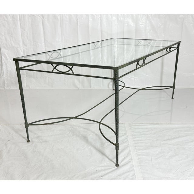 Mario Papperzini 1970s Mario Papperzini for Salterini Wrought Iron Patio Dining Table With Glass Top For Sale - Image 4 of 18