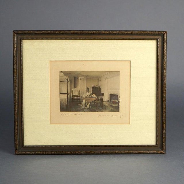 American Antique Wallace Nutting Prints, ‘Lady Arabecca” & “A Fine Effect" Interior C1920 - Set of 2 For Sale - Image 3 of 18