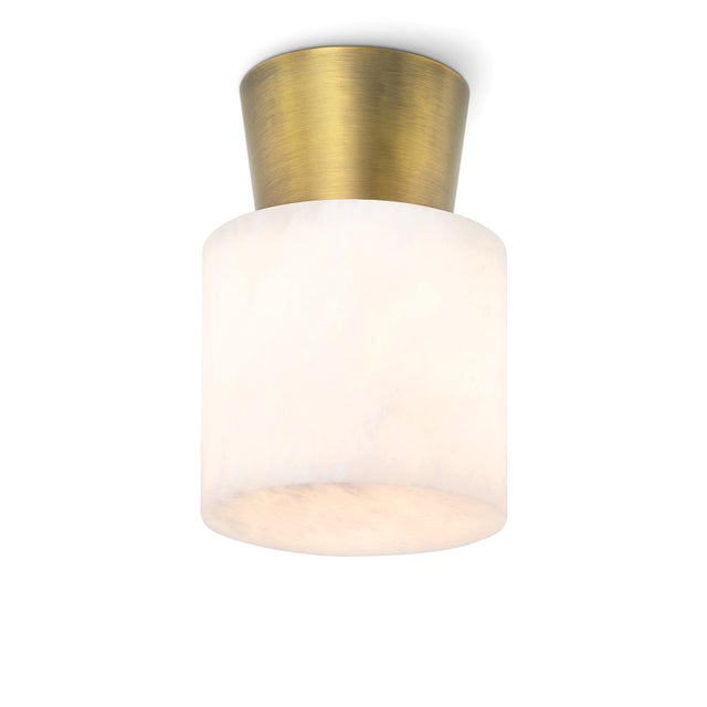 Regina Andrew Hazel Alabaster Flush Mount, Natural Brass For Sale In Detroit - Image 6 of 6