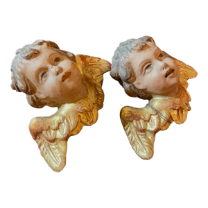 Pair of Antique Italian Cherub Putti Heads