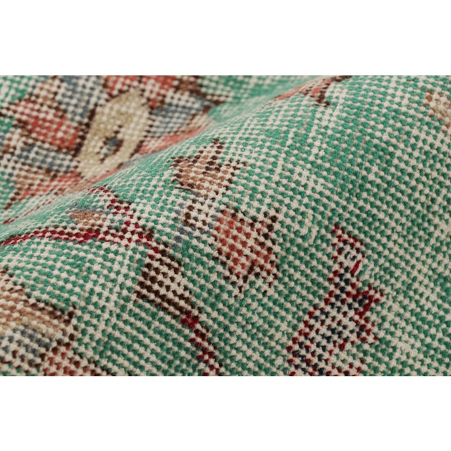 Textile Vintage Zeki Müren Rug in Blue, With Colorful Floral Patterns From Rug & Kilim For Sale - Image 7 of 8