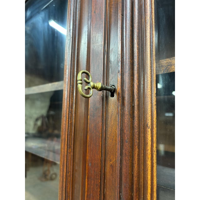 Antique Late 1800s French Renaissance Revival Walnut Step Back Bookcase Cabinet For Sale - Image 9 of 17