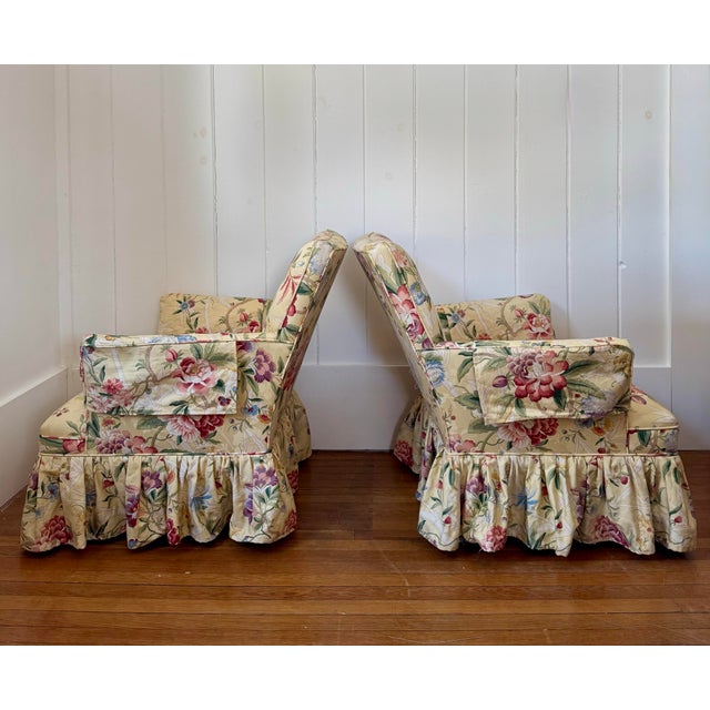 Textile Mid 20th Century Pair of Chintz Skirted Armchairs For Sale - Image 7 of 12