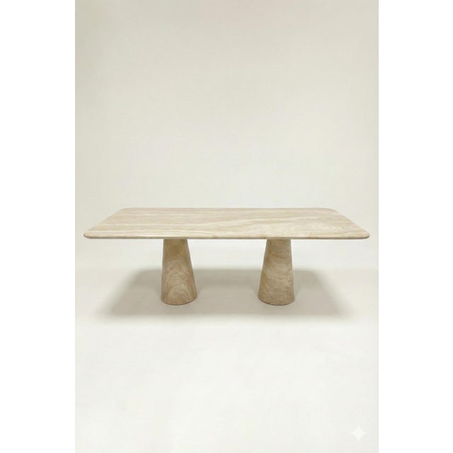 Beige Filled Travertine Rectangle Dining Table by My Habitat Design For Sale - Image 8 of 8