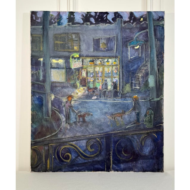 Moody Maximalist European Cityscape Still Life Oil Painting on Canvas For Sale - Image 4 of 14
